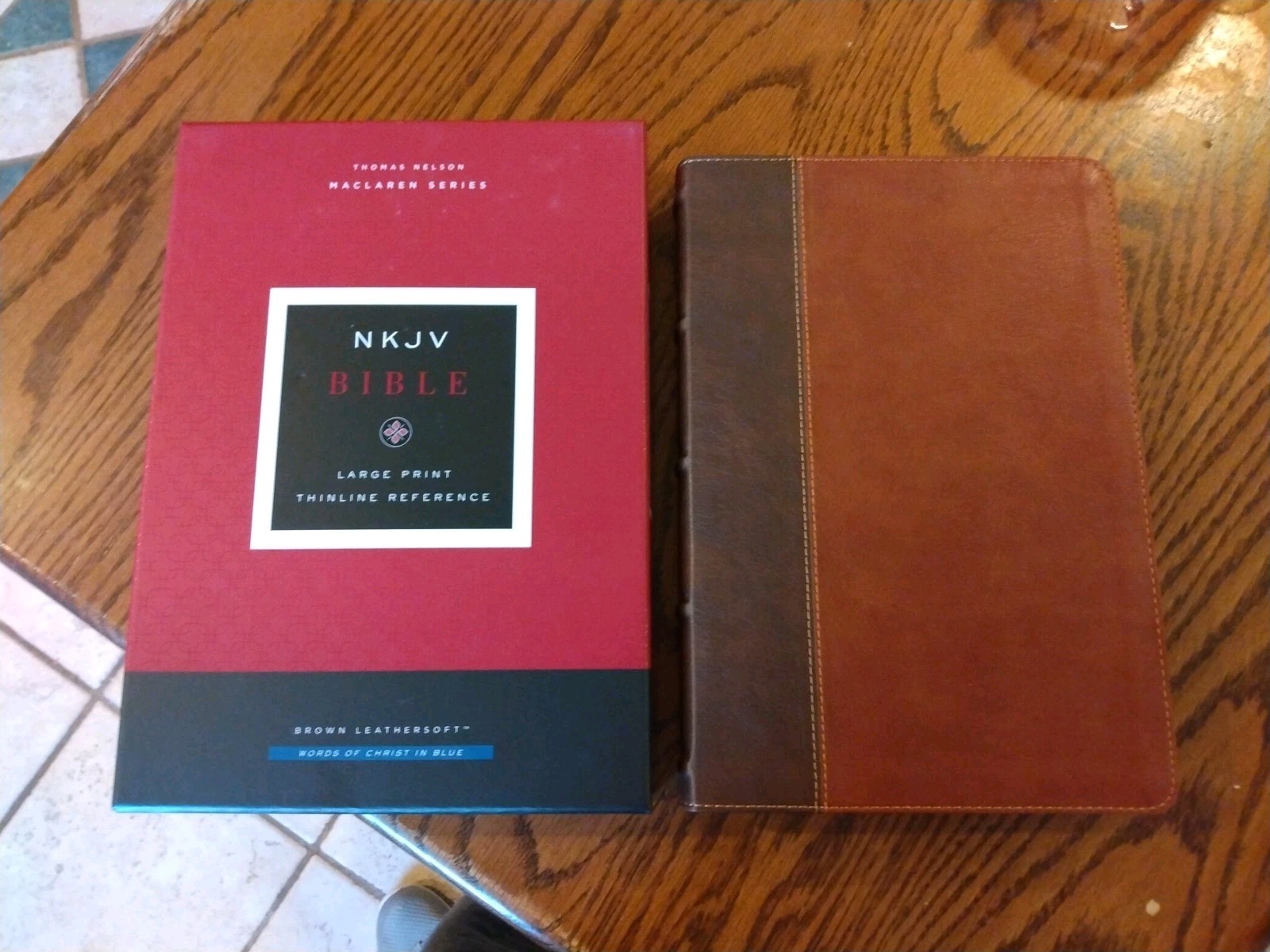 NKJV LARGE PRINT Thinline Reference Bible ~Retail $59.99~ Brown LeatherSoft