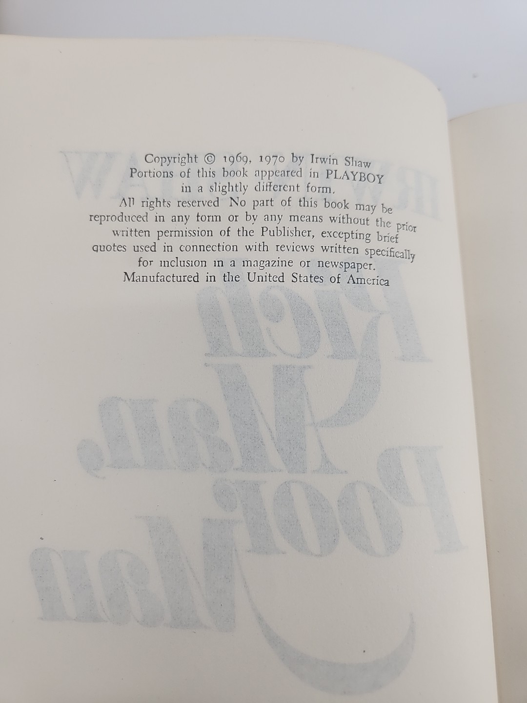 Rich Man Poor Man Irwin Shaw 1970 Delacorte Press