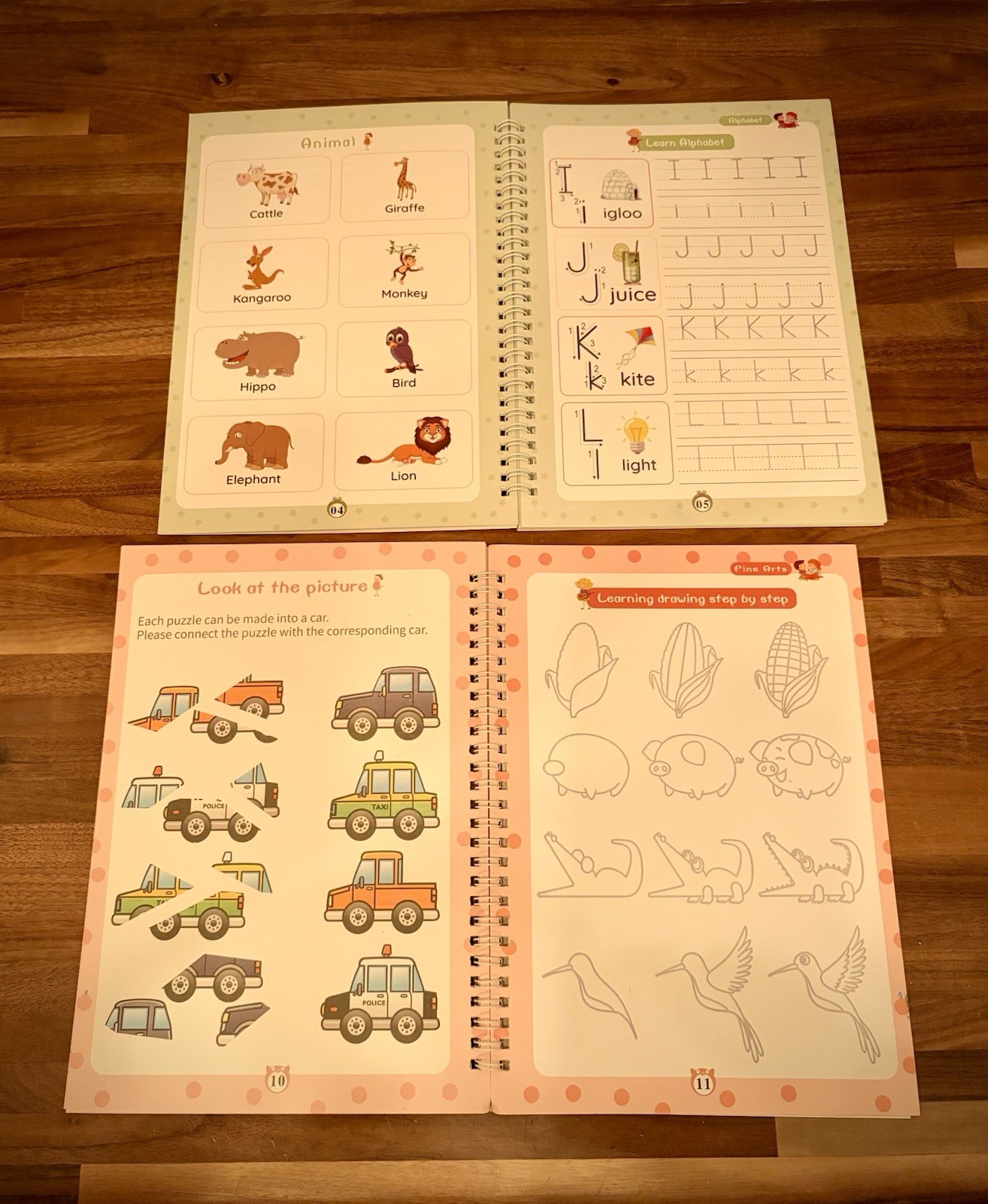 Lot 6 Kids PRIDDY Wipe-Clean &MAGIC-INK Workbooks Learn-to-Write Dry-Erase Reuse