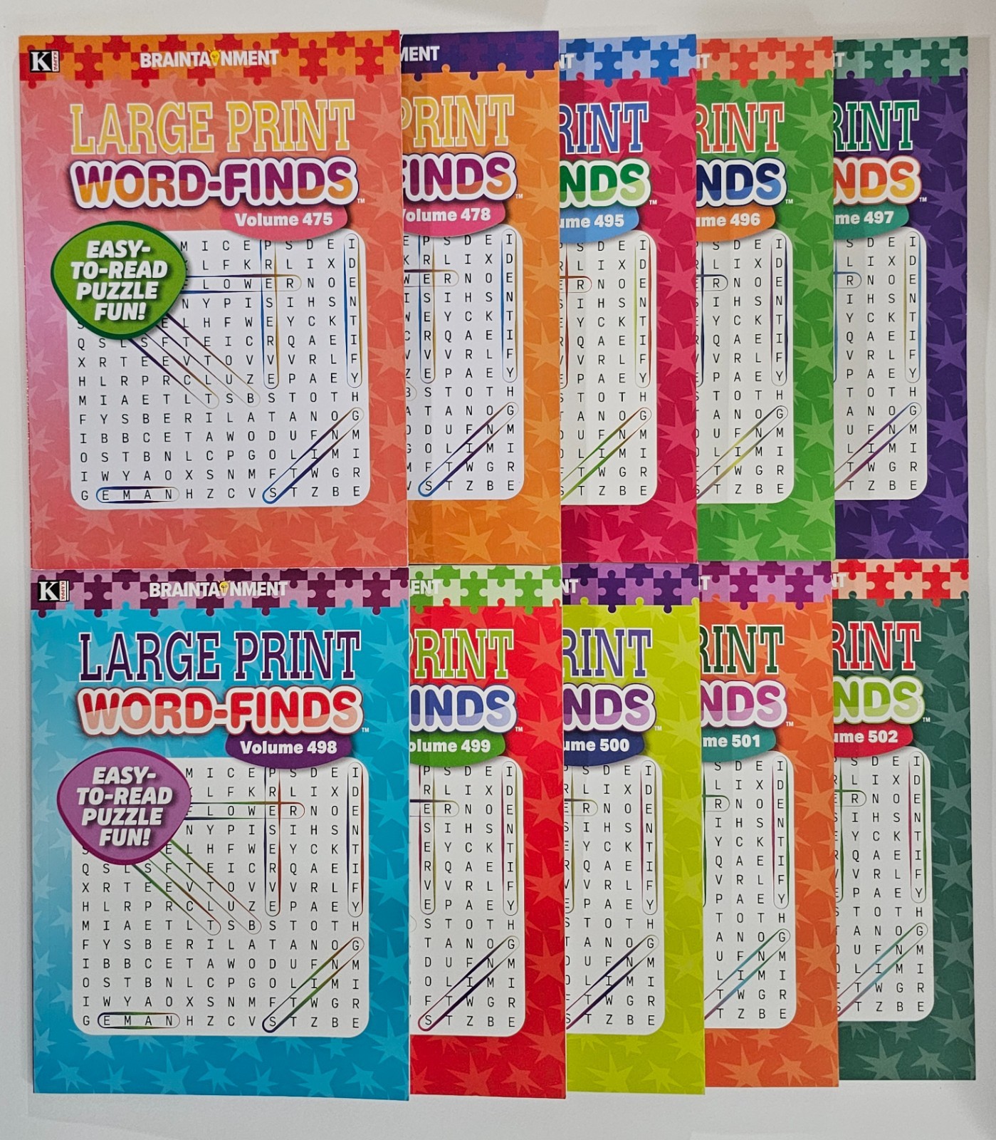 10 New Large Print Word-Finds Puzzle Books Kappa Games Vol#475-502 ~ Search,Hunt