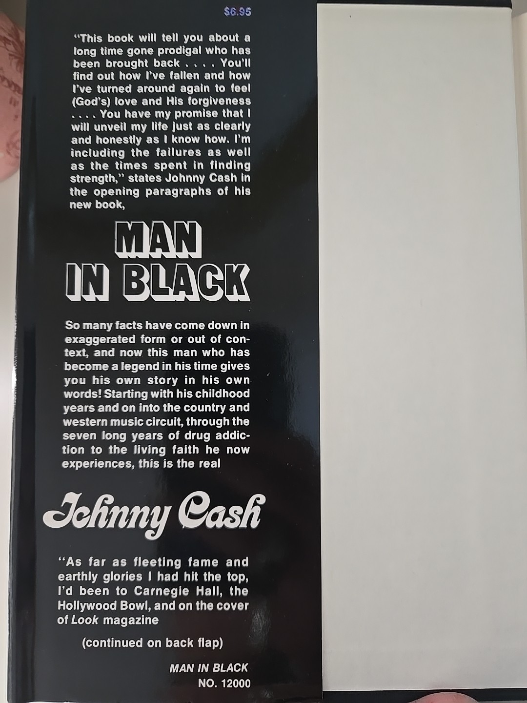RARE 1ST EDITION 1st PRINTING! Man In Black by JOHNNY CASH (1975, Hardcover W/DJ