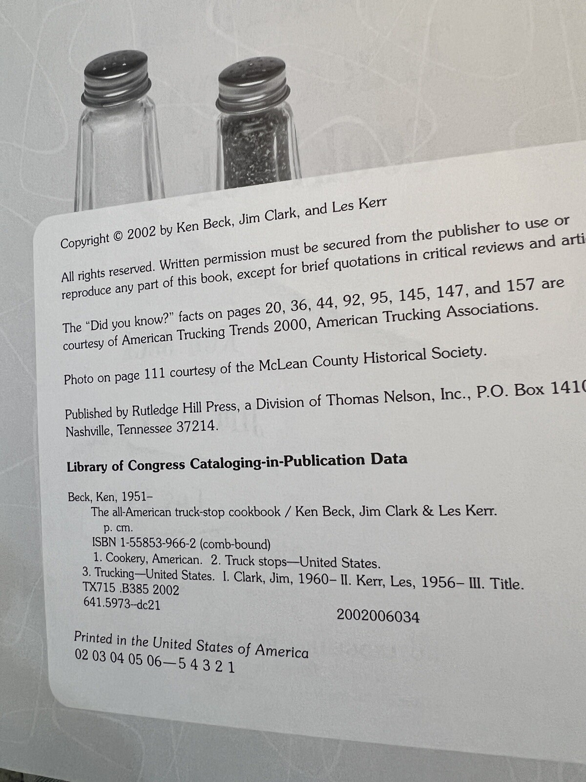 The All-American Truck Stop Cookbook by Jim Clark, Ken Beck and Les Kerr (2002,