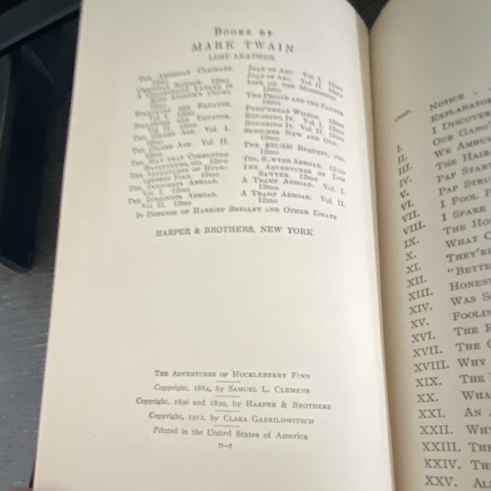 Harper & Brothers Writings of Mark Twain: Huckleberry Finn 1912 Limp Leather