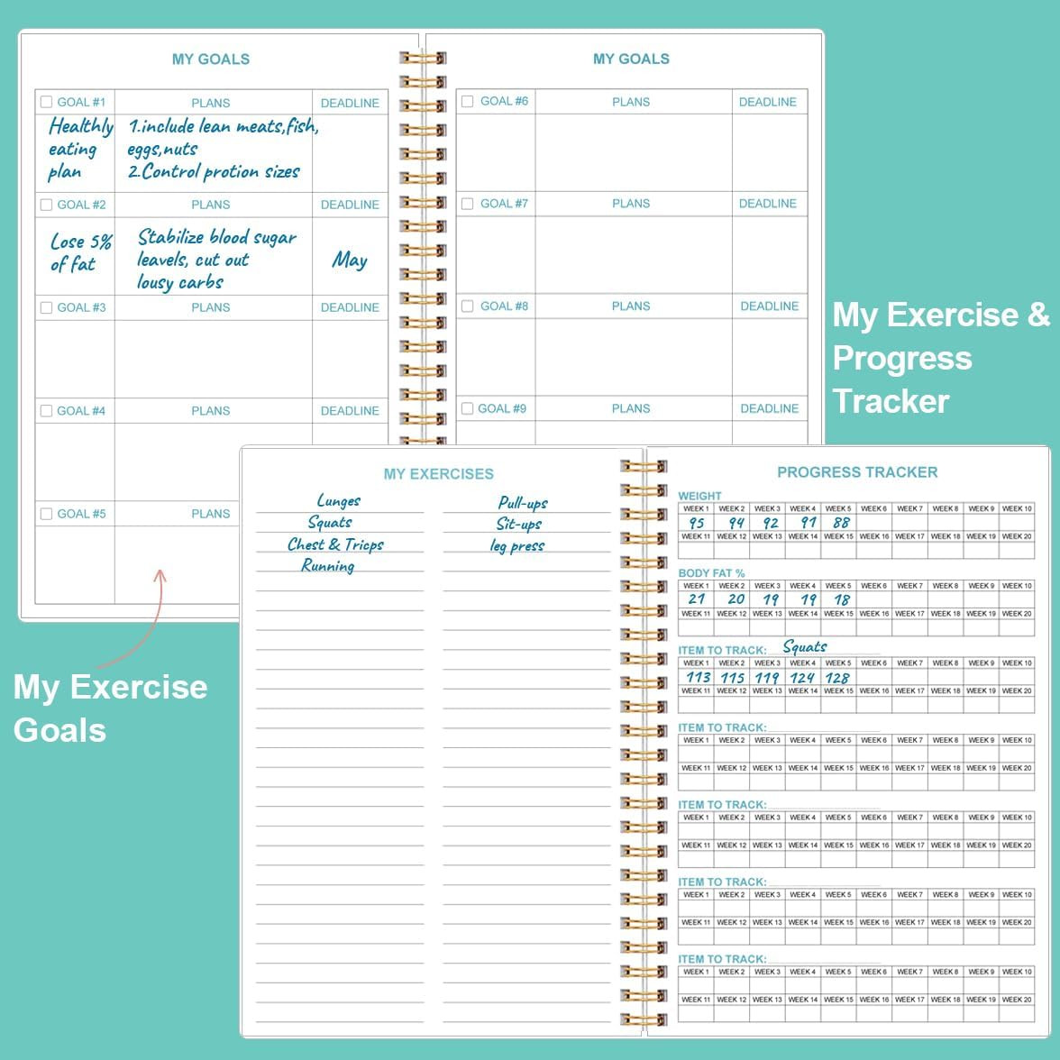 Fitness Journal for Women & Men – A5 Workout Journal/Planner Daily Exercise Log