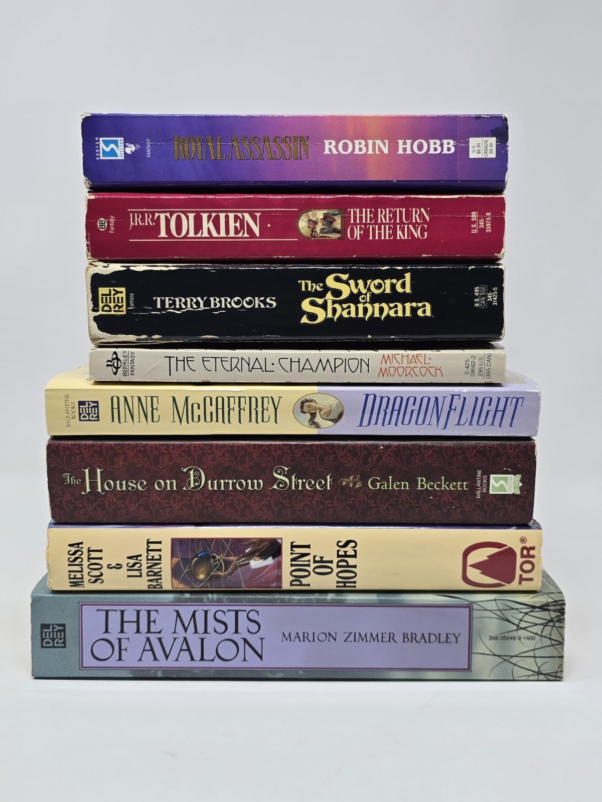 Epic Fantasy Lot of 8 – Tolkien, McCaffrey, Hobb, Brooks, Moorcock & More