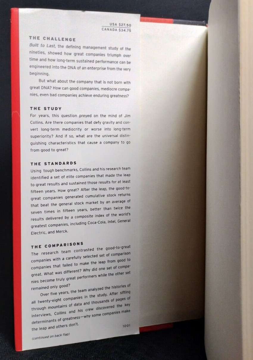 Good to Great Jim Collins HB DJ Business Leadership Management Hardcover