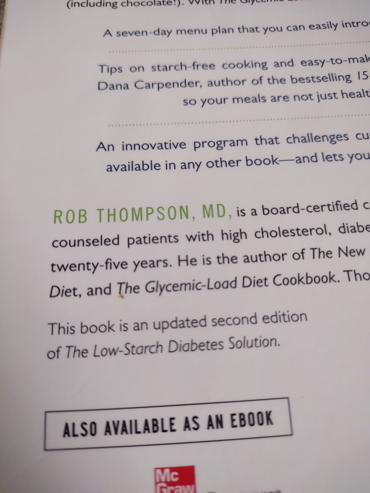 The Low Glycemic Load Diabetes Solution Paperback Book.