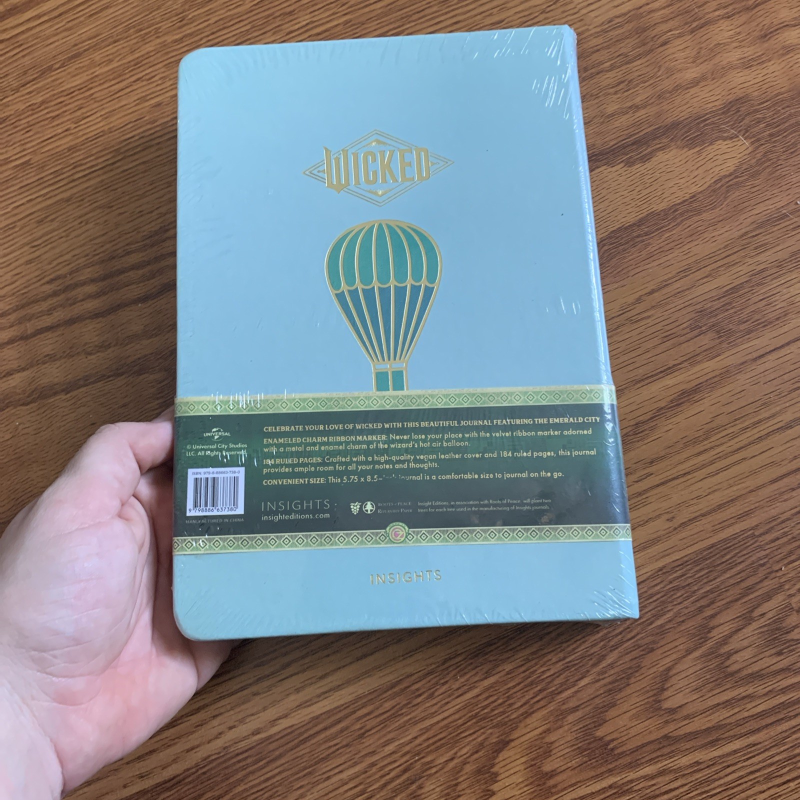 Wicked: Emerald City 184 Page Journal with Ribbon Charm & Vegan Leather Cover