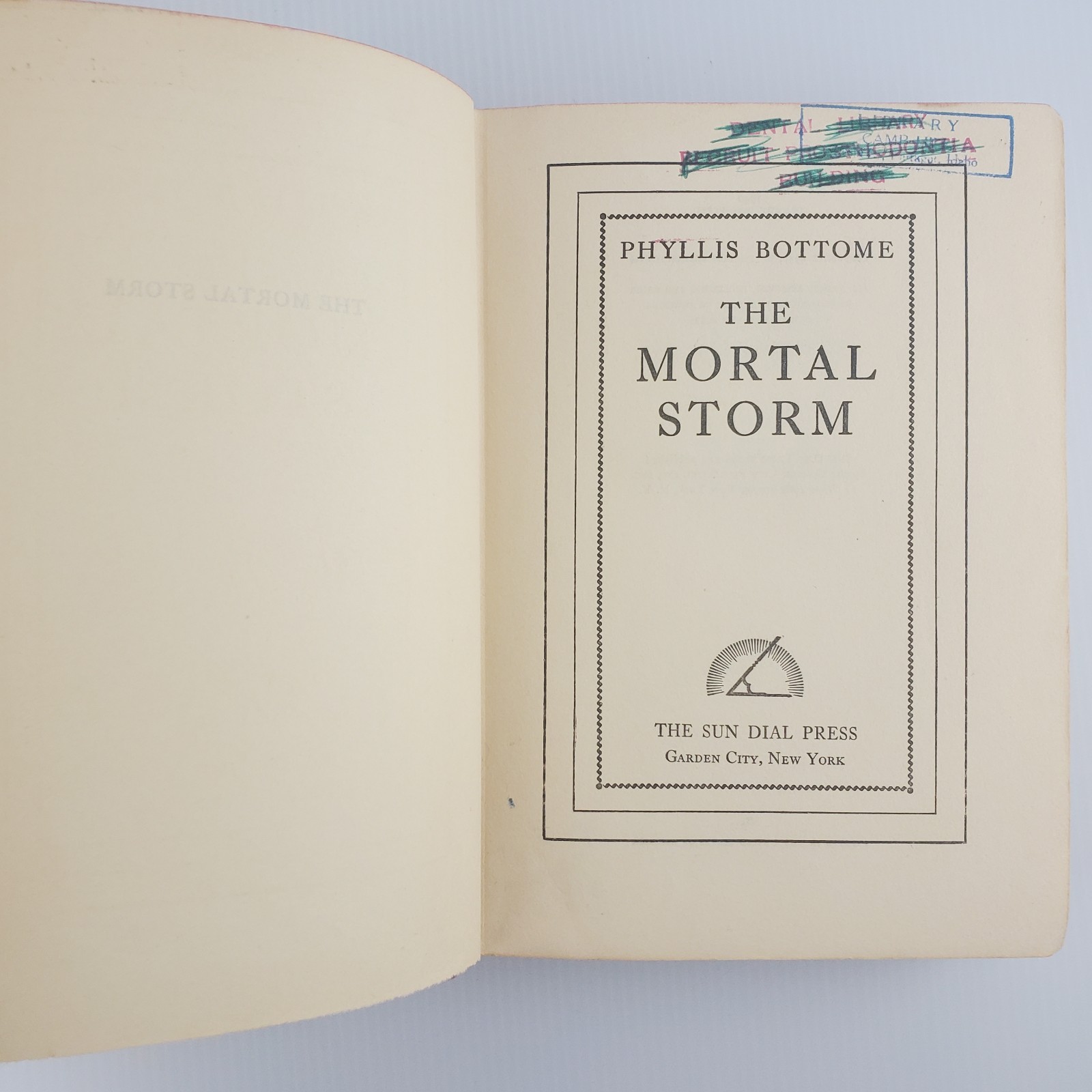The Mortal Storm By Phyllis Bottome 1938 / 1940 1st Ed HC Ex-library READ!