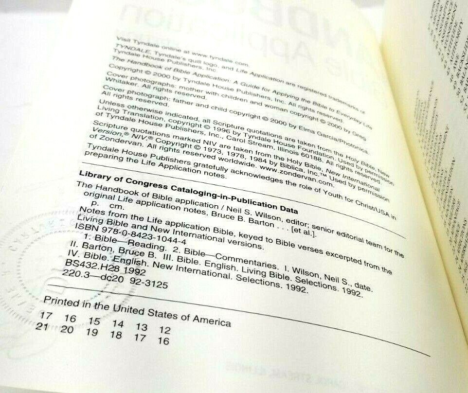 Life Application The Handbook of Bible Application Neil S Wilson Editor (G9)