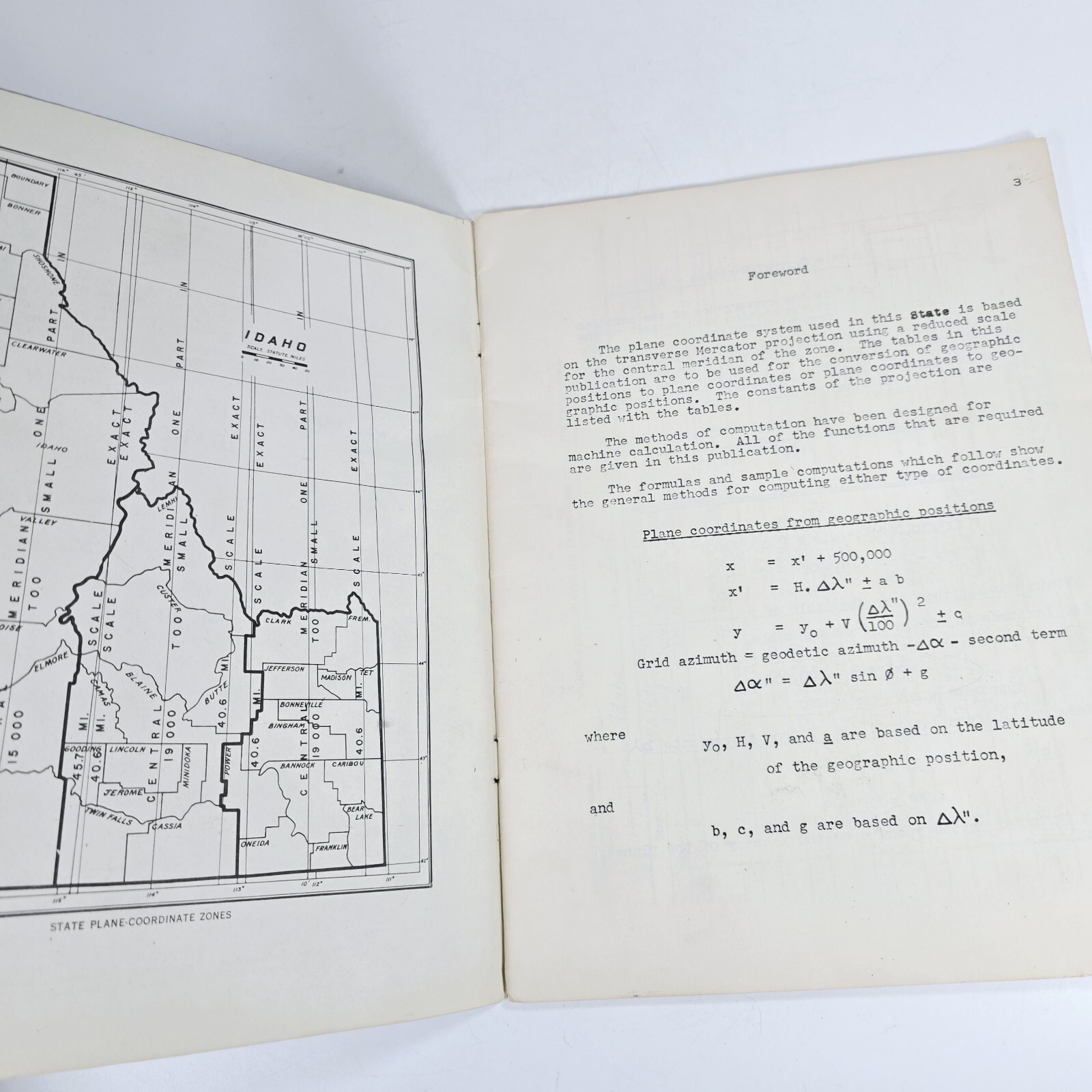 Plane Coordinate Projection Tables Idaho Tranverse Mercator 1953 Special 306 PB