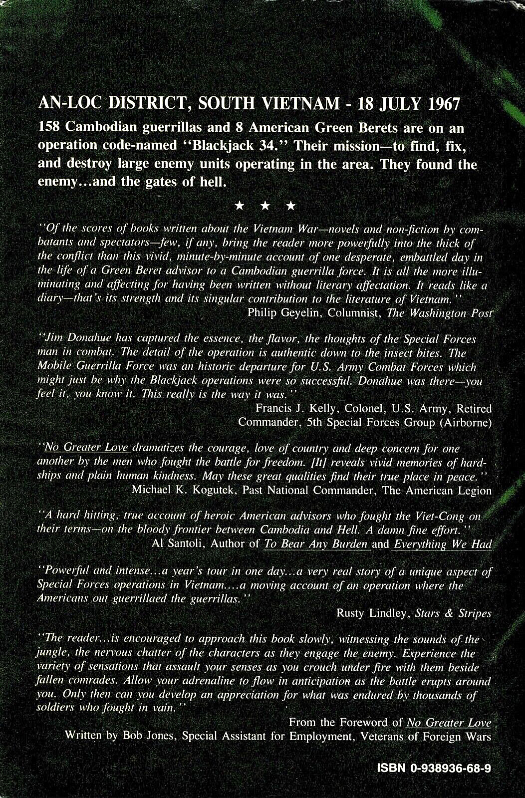 NO GREATER LOVE: A Day With the Mobile Guerrilla Force in Vietnam 1988 HC USSF