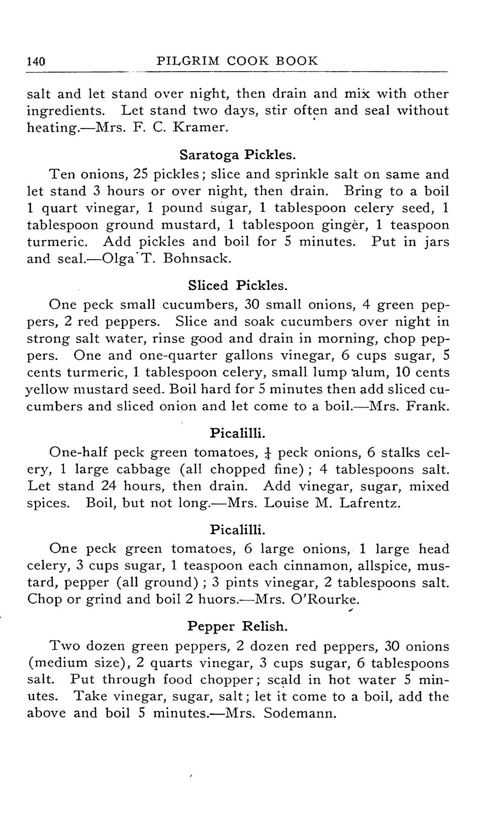 1921 The Pilgrim cook book 146 Pages