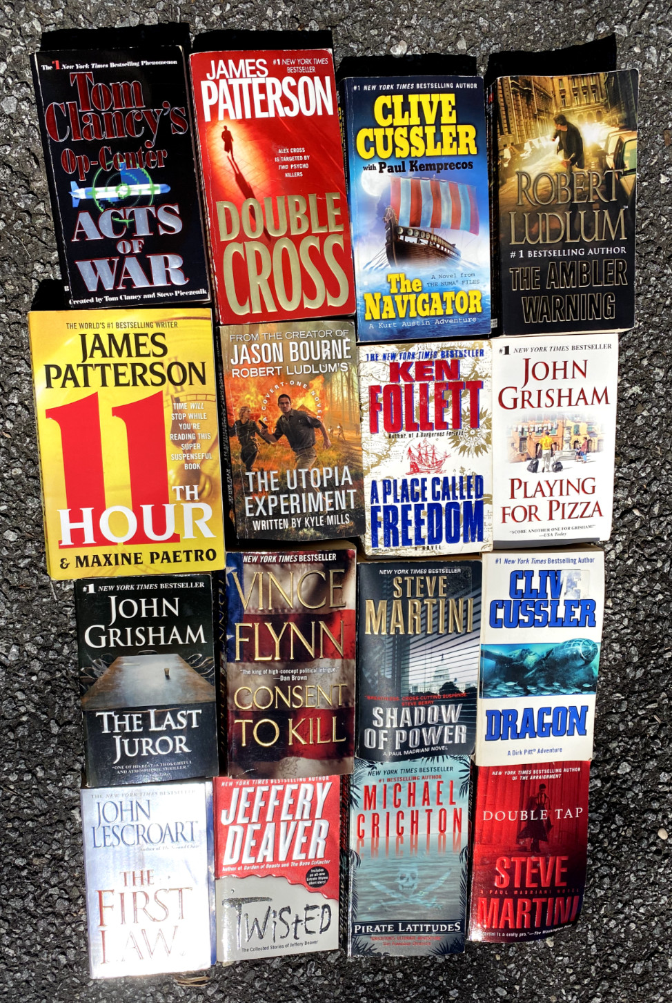 16 War Books Clancy Grisham Ludlum Follet Mystery Classics Paperbacks EX SHAPE