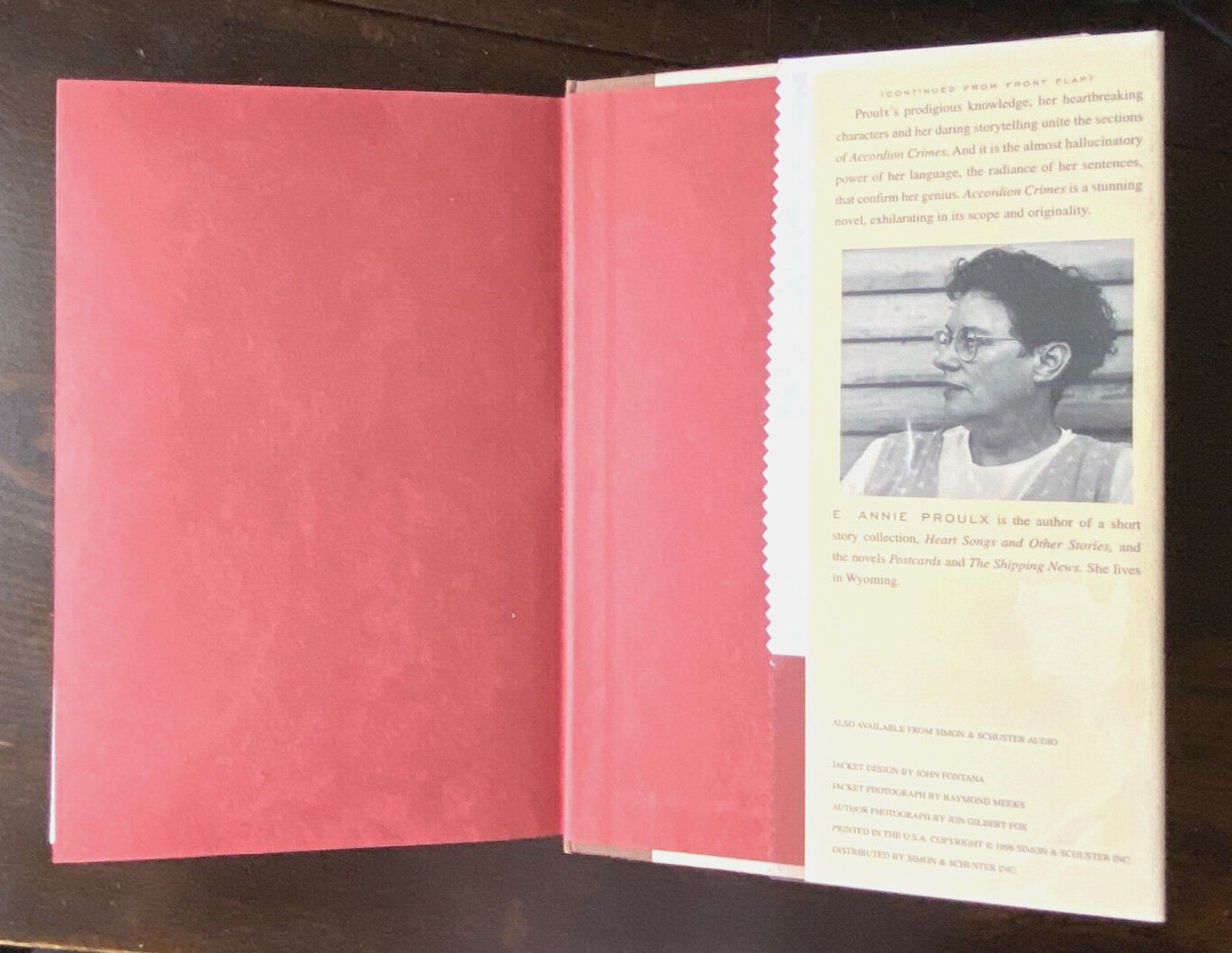 ACCORDION CRIMES E. Annie Proulx VG+ HC and DJ 1st/1st Signed; Pulitzer Prize