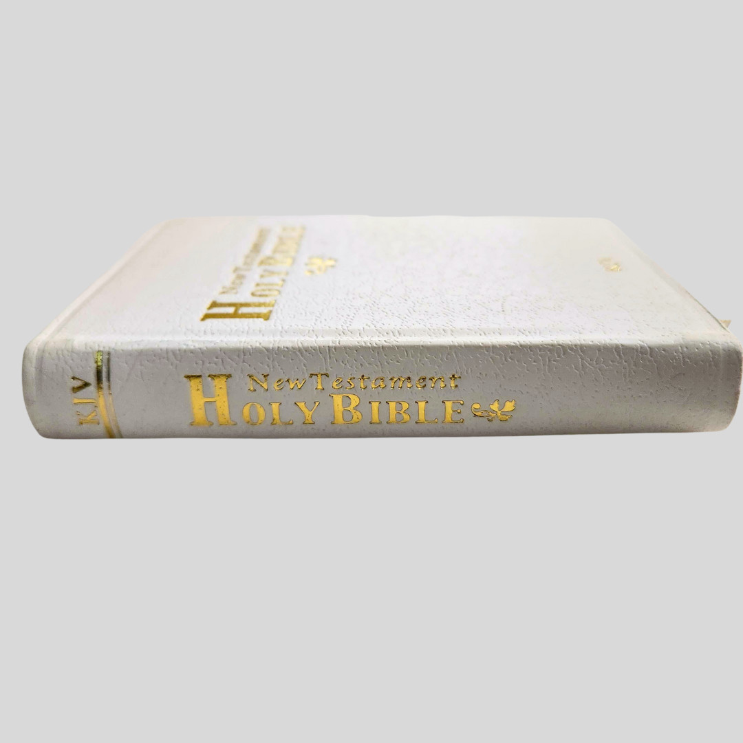Holy Bible New Testament KJV Pocket Size White Bible 4 1/2 Inches Tall