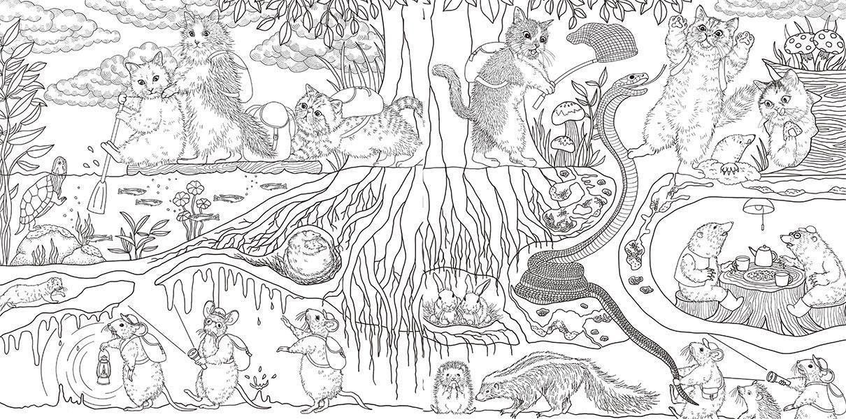 Fairytale Traveling Animals Cat and Friends Coloring Book Japanese New