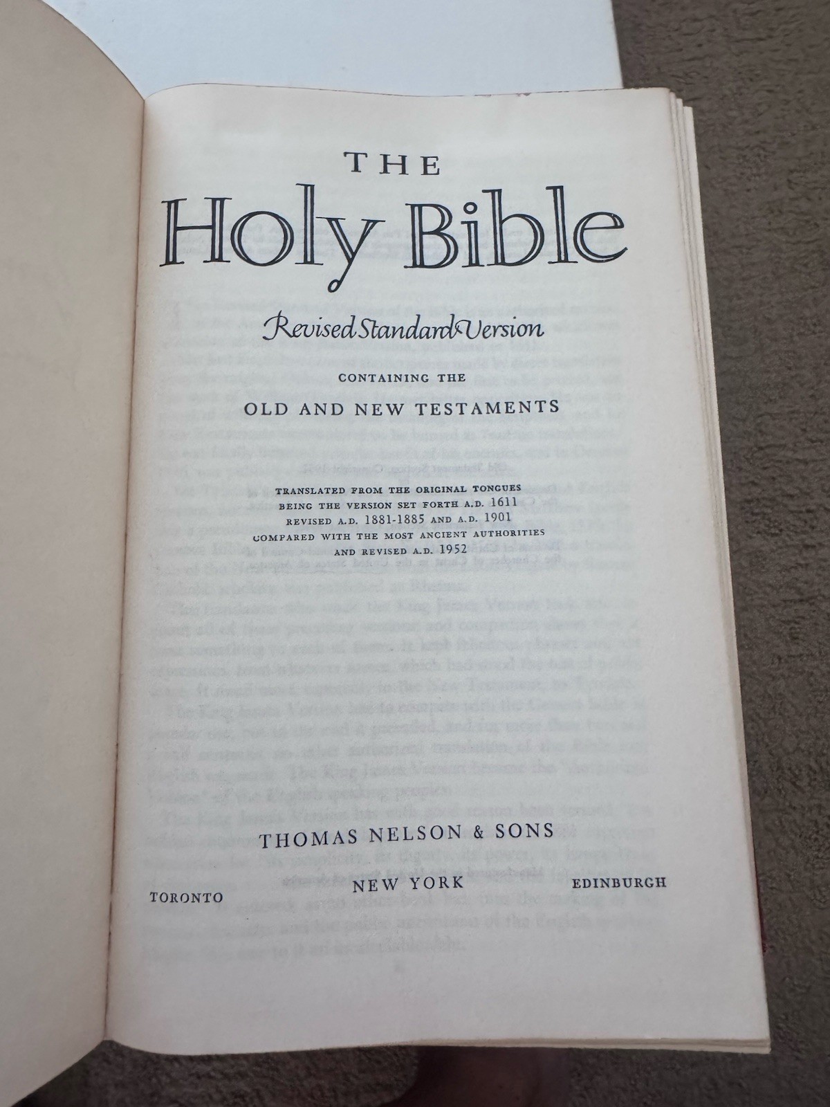 Holy Bible Revised Standard Version RSV 1952 Thomas Nelson Red Hardcover