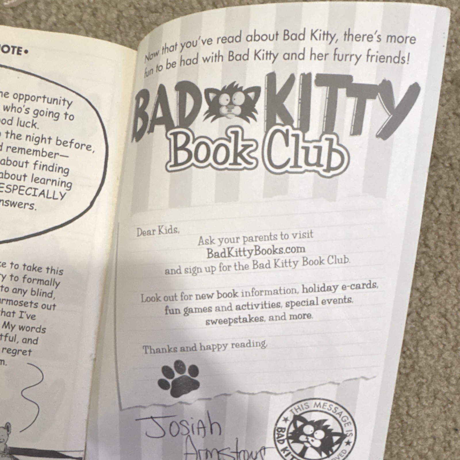 Bad Kitty Takes the Test by Nick Bruel Roaring Brook Press 2017 Special Edition