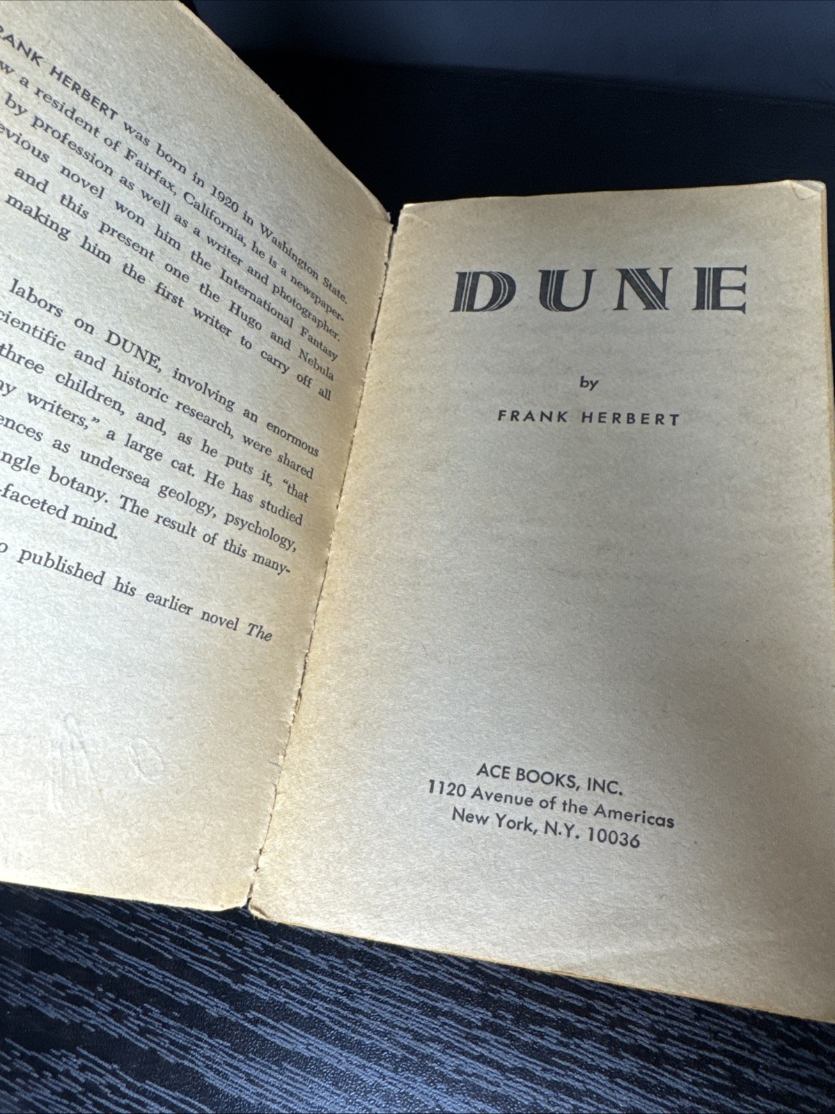 Dune Frank Herbert 1965 Ace N3 First Paperback Edition 0.95 Cent RARE SCIFI Hugo