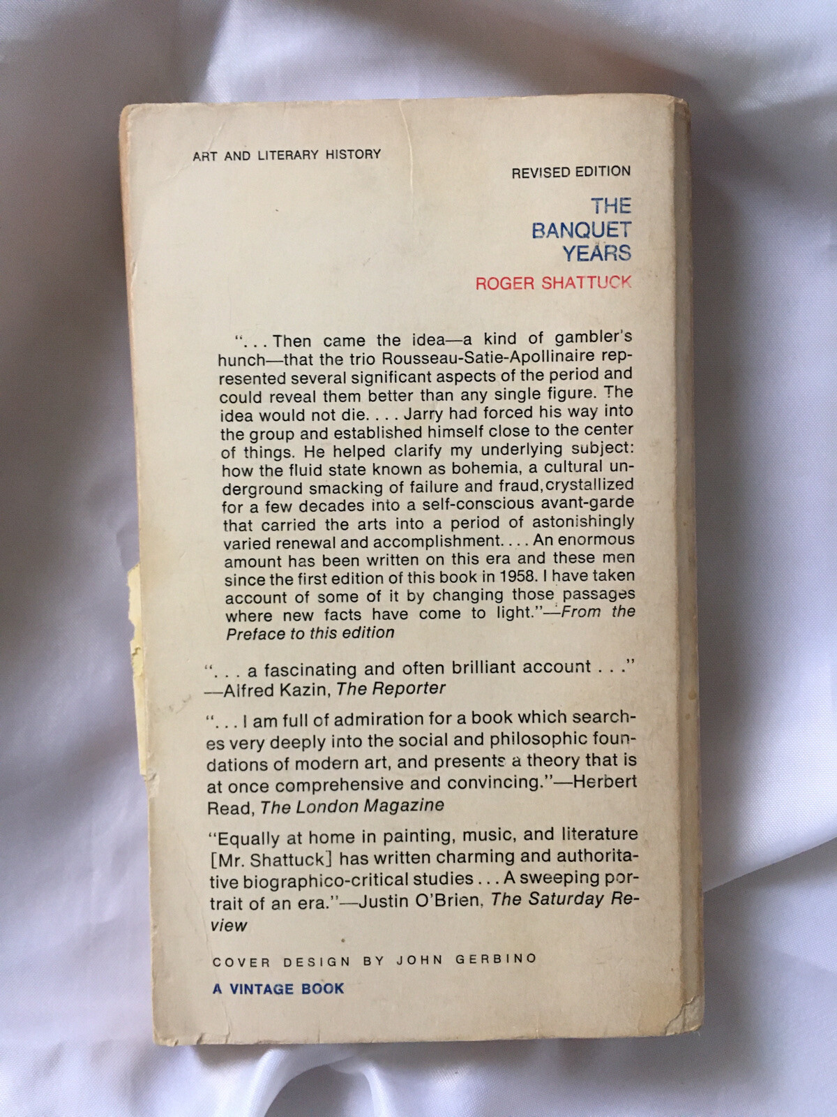 Roger Shattuck paperback The Banquet Years Jarry Satie Rousseau Apollinaire ’68!