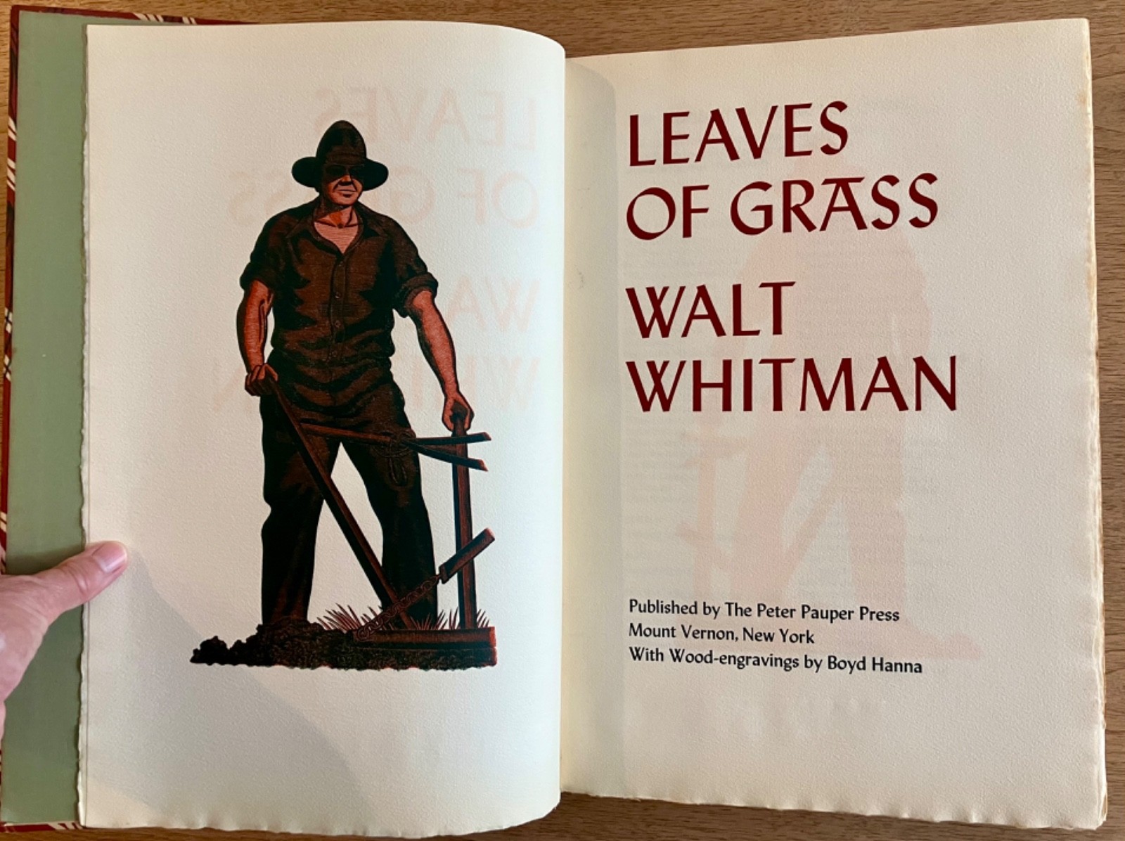 LEAVES OF GRASS Peter Pauper Press Limited Ed Folio Woodcuts by Boyd Hanna ND