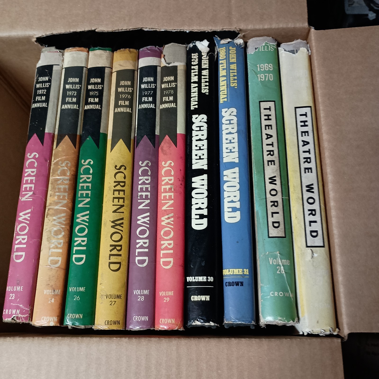 Screen & Theatre World John Willis 1970s Era (10 Book Lot) HCDJ Jackets w/ Wear