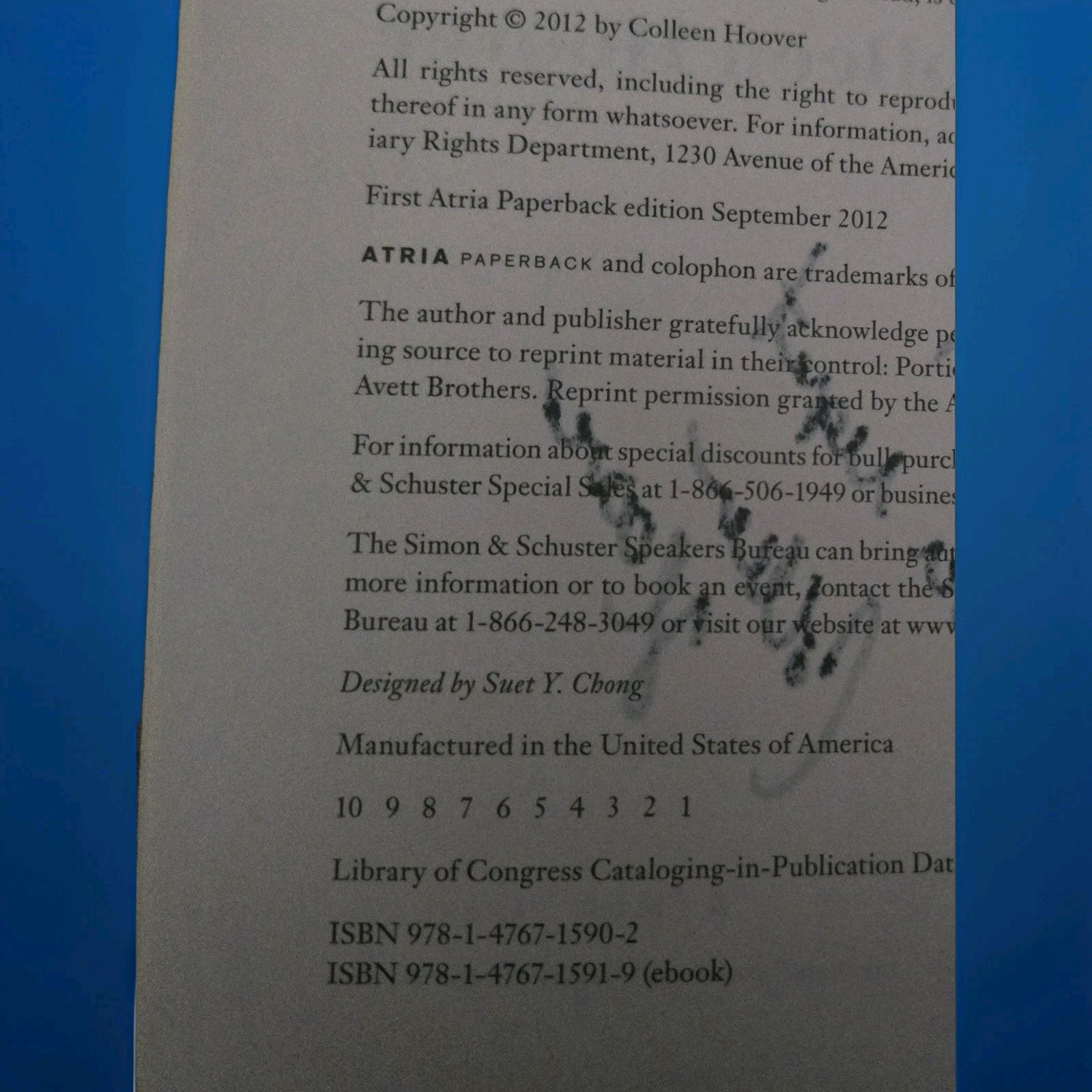 First Editon of “Slammed” And Signed By Author Colleen Hoover