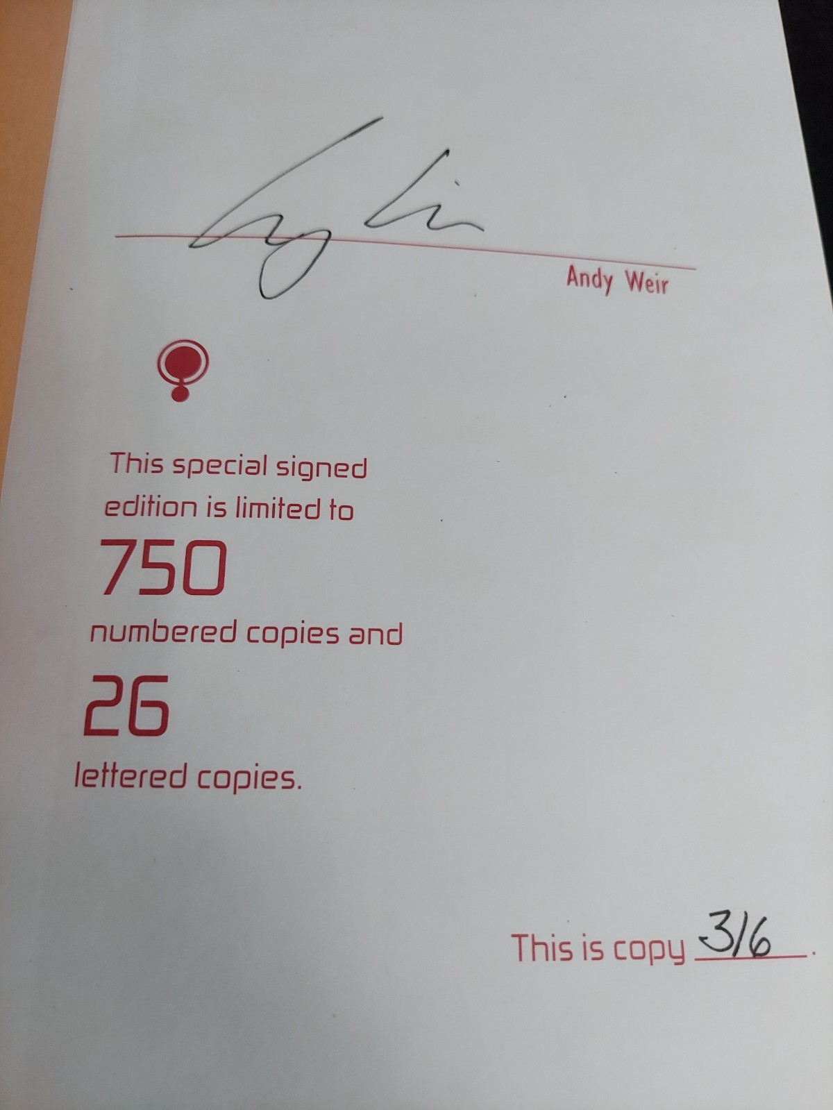 Andy Weir ~ The Martian ~ Subterranean Press SIGNED/NUMBERED Slipcased!