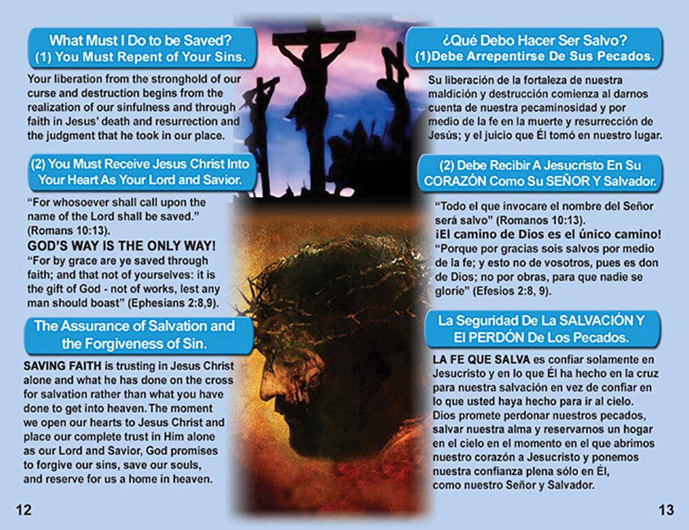 “ENGLISH & SPANISH Tracts, 20 Pages Each, Pack of 40 units, Powerful & Colorful