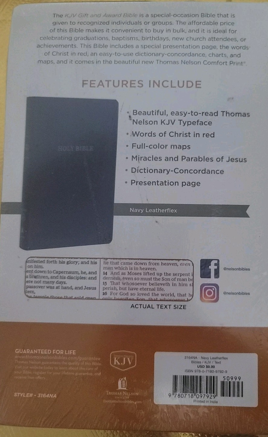 KJV Holy Bible: Gift and Award, Black Leather Flex Red Letter, Comfort Print New
