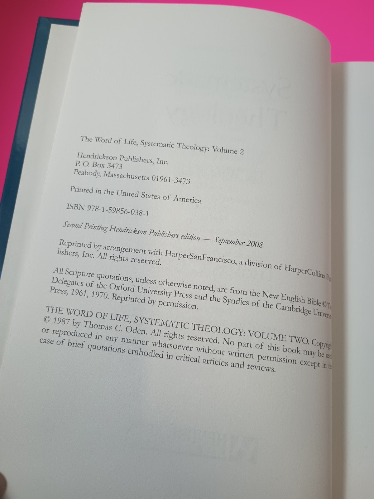 Systematic Theology: The Word of Life Thomas Is Oden Vol 2. Hardcover
