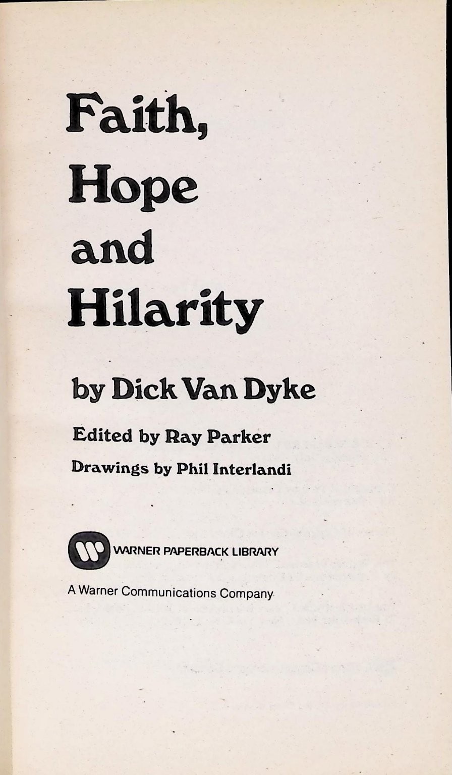 Faith, Hope and Hilarity Dick Van Dyke 1974 Warner Paperback Library Humor Kids