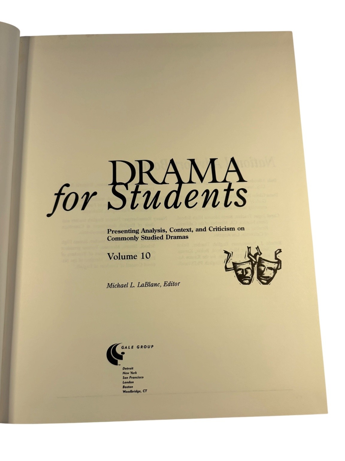Drama for Students Vol 10 Michael L. LeBlanc 2000 Literary Criticism Gale Group