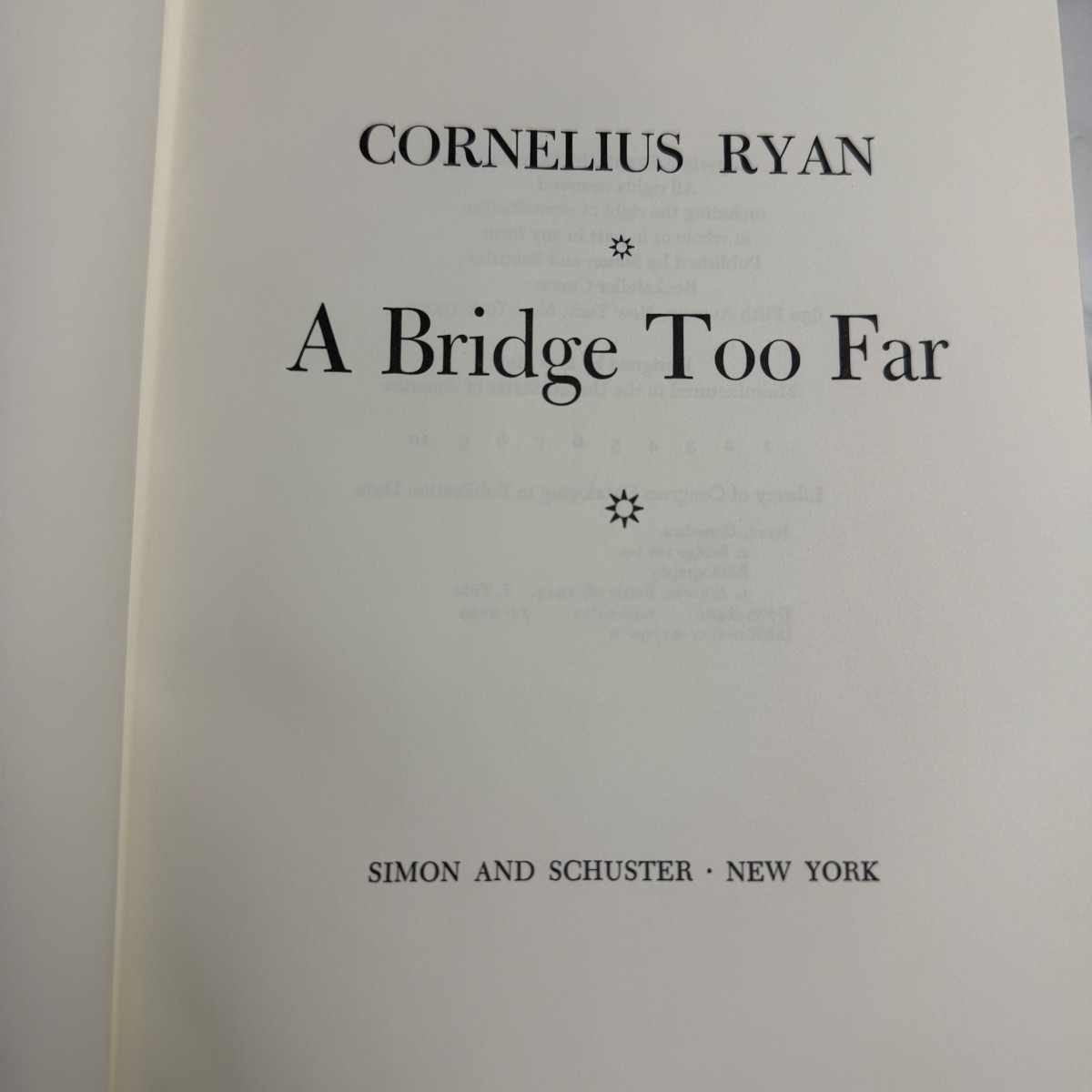 A Bridge Too Far Cornelius Ryan Hardcover WWII 1974 Simon & Schuster