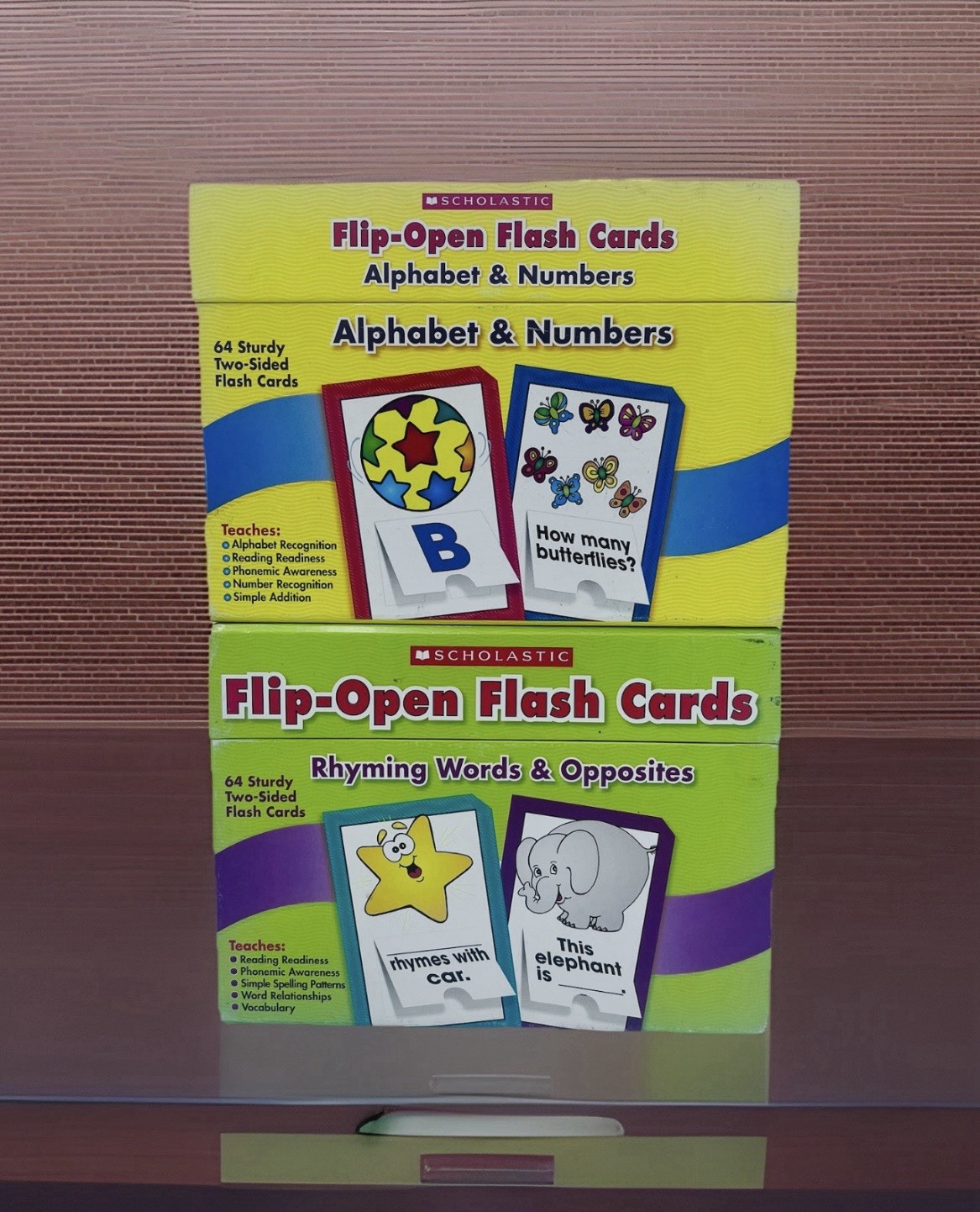 Flash Cards Alphabet & Numbers, Rhyming Words & Opposites 64 Two Sided Cards
