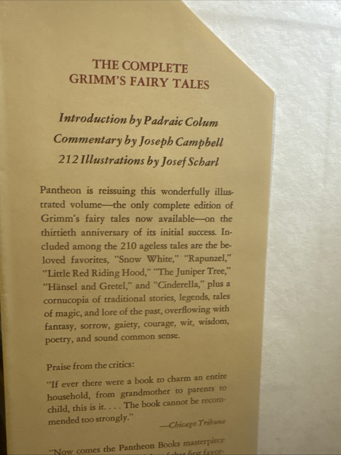 The Complete Grimms’ Fairy Tales – Josef Scharl 1972 HCDJ