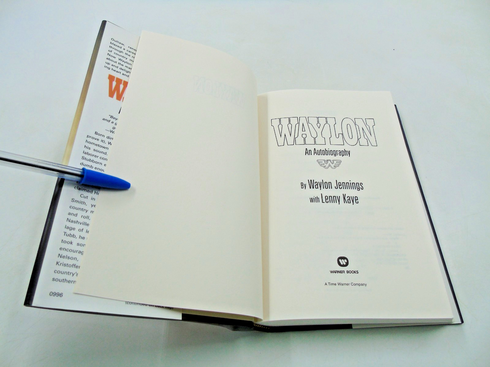 Vintage WAYLON AN AUTOBIOGRAPHY by Waylon Jennings w/Lenny Kaye 1st Print 1996