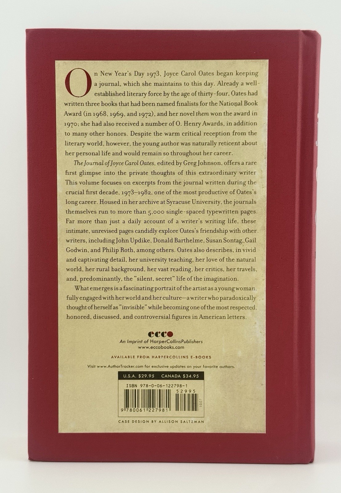 *SIGNED* Joyce Carol Oates JOURNAL 1973-1982 1st Edition/1st Printing! Hardcover