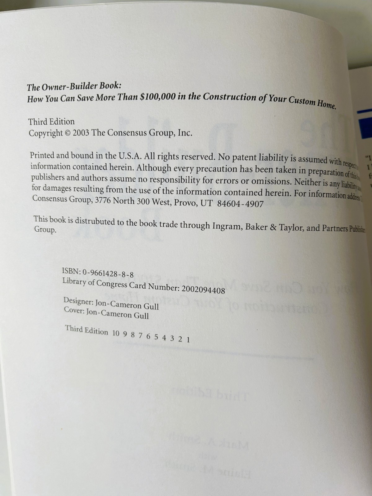 The Owner-Builder Book: How You Can Save Paperback Mark & Elaine Smith