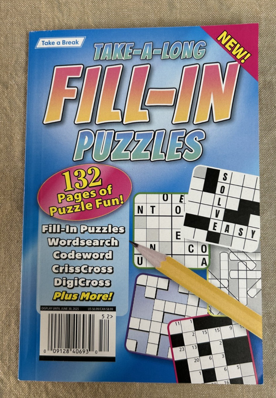Take a Break Take-a-Long Fill-Ins Puzzles ~ 132 Pages of Puzzle Fun! ~ June 2025