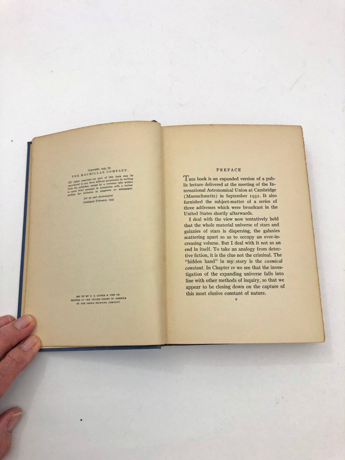 The Expanding Universe Sir Arthur Eddington February 1933 1st Edition HB