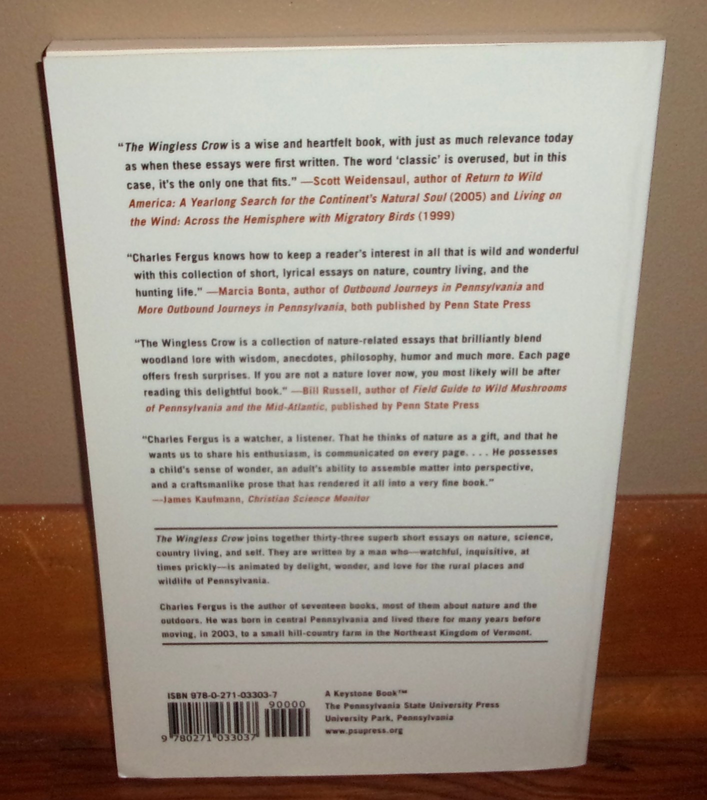 THE WINGLESS CROW-Nature & Country Living Essays-CHARLES FERGUS-Brand New Book!