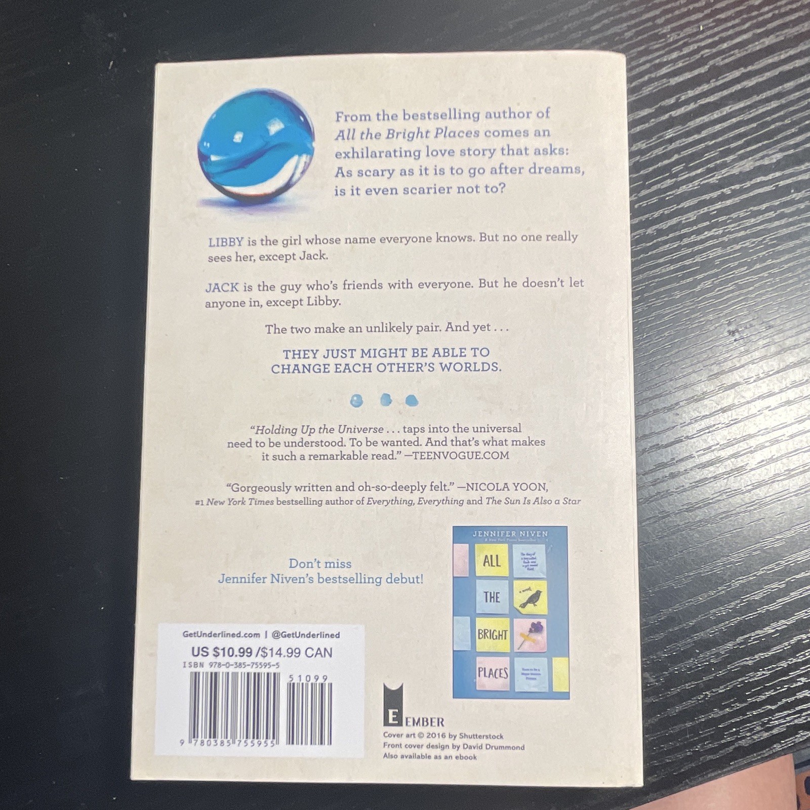 Holding Up the Universe by Jennifer Niven Paperback YA Fiction Romance Ember