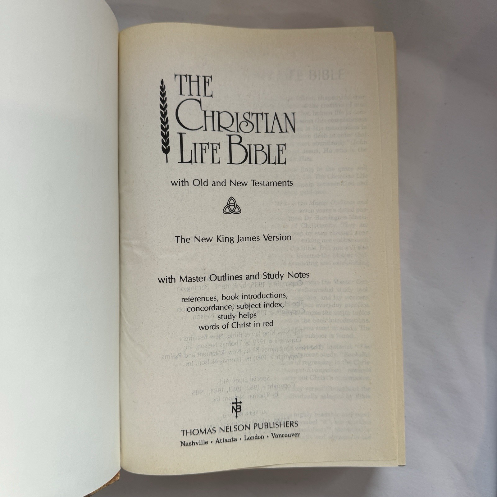 The Christian Life Bible: Master Outline Edition Nelson 632N Hardback NKJV