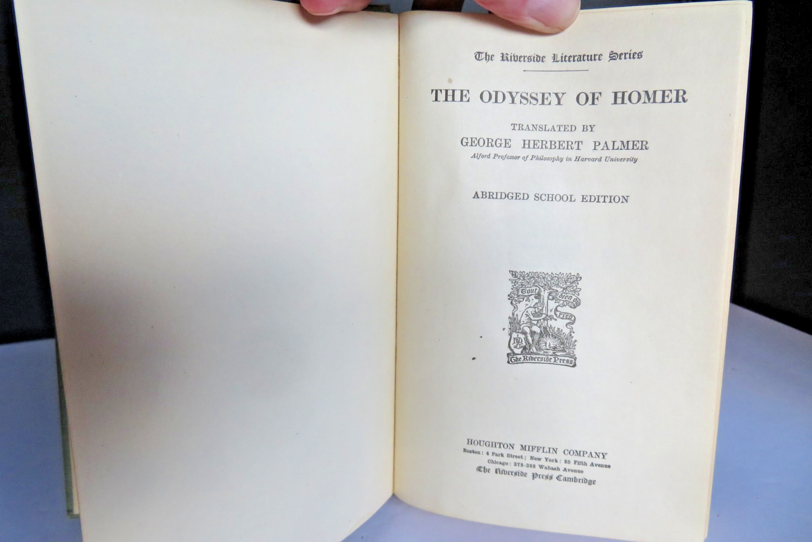 1891 Palmer’s The Odyssey of Homer *VIDEO* by G.H. Palmer Houghton Mifflin Co.