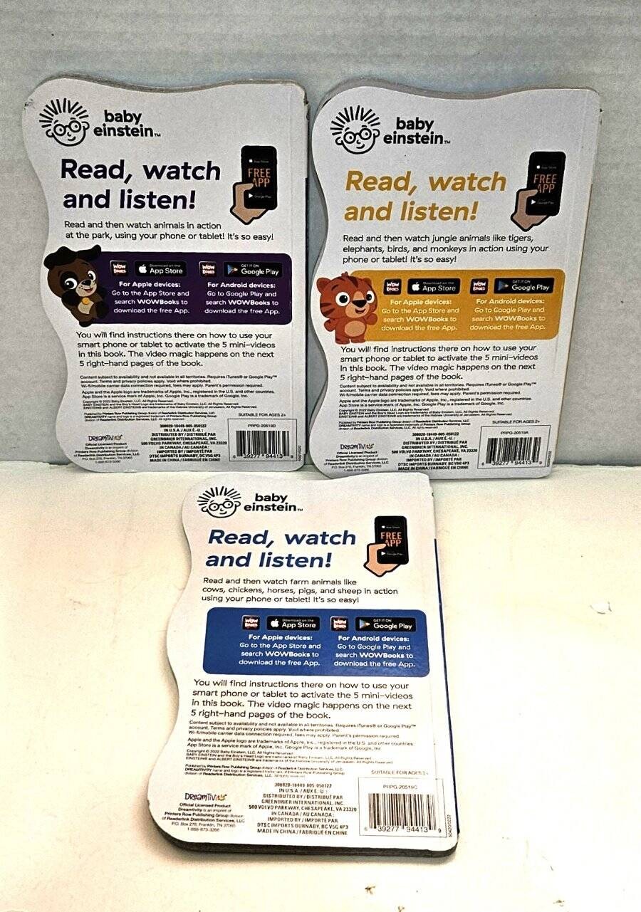 Lot of 3 Baby Einstein Video Fun Board Books 2022 Dreamtivity
