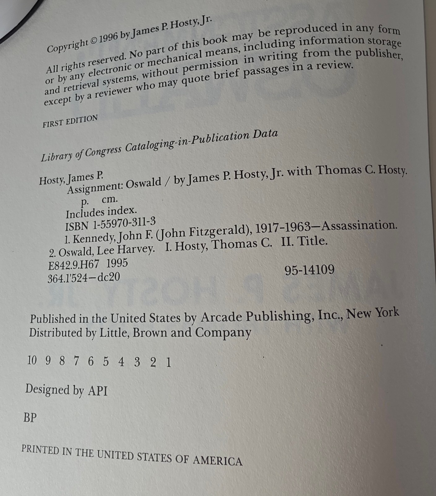 1995 Assignment: Oswald James P Hosty SIGNED 1st Print KENNEDY Assasination!