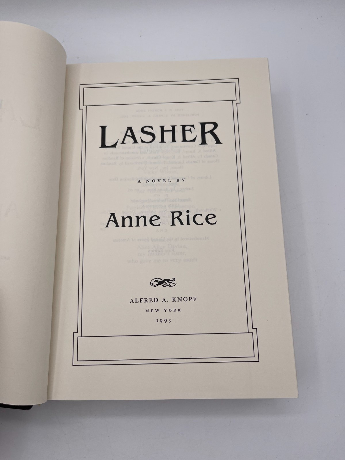 Lasher by Anne Rice – 1993 – First Edition – Hardcover w/ Dustjacket