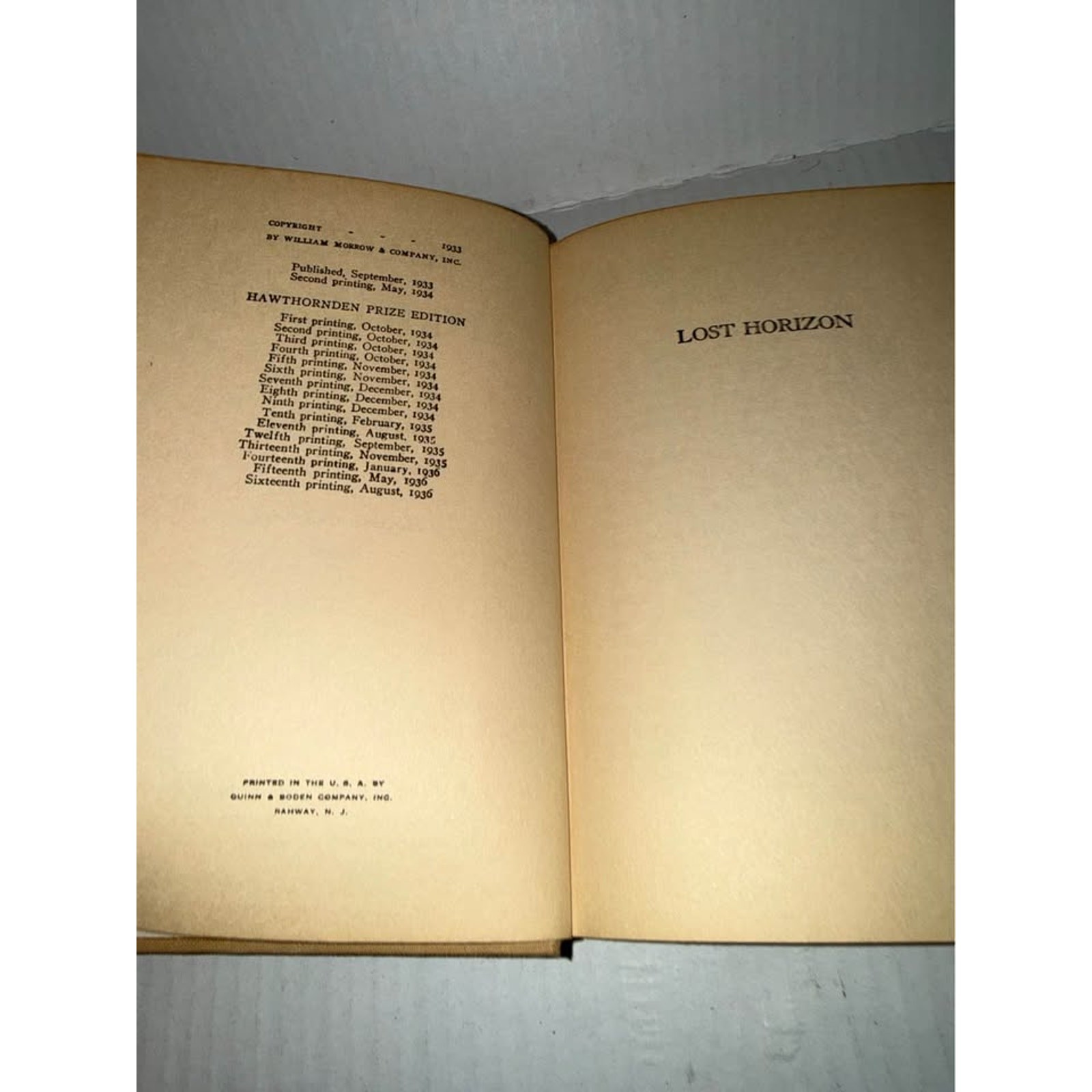 Lost Horizon by James Hilton (1933) Grosset & Dunlap Hardcover Novel